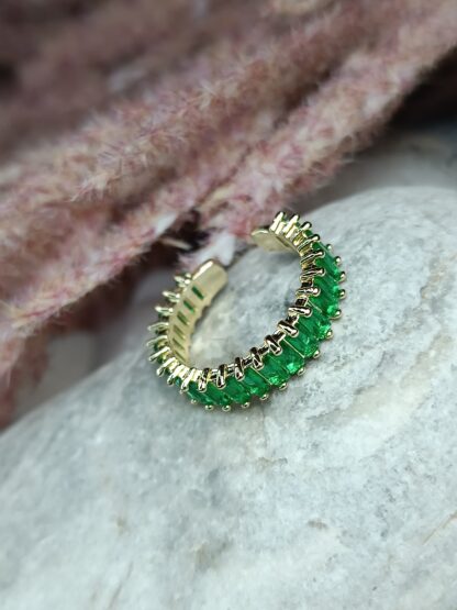 Ring series of steel with green zircon (CODE: 001251)