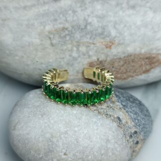 Ring series of steel with green zircon (CODE: 001251)