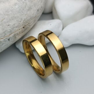 Pair of wedding rings classic flat style wedding rings 4mm (CODE:1005)