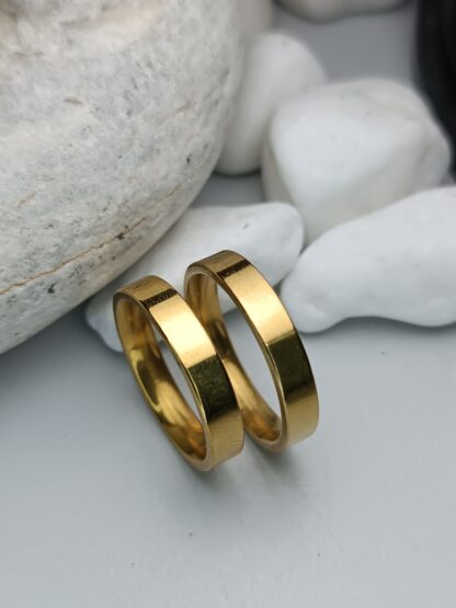 Pair of wedding rings classic flat style wedding rings 4mm (CODE:1005)