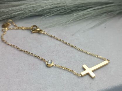 STEEL BRACELET WITH CROSS (CODE: 4525)