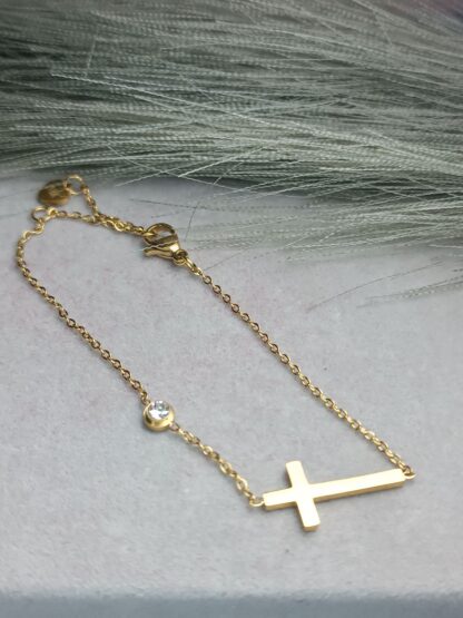 STEEL BRACELET WITH CROSS (CODE: 4525)