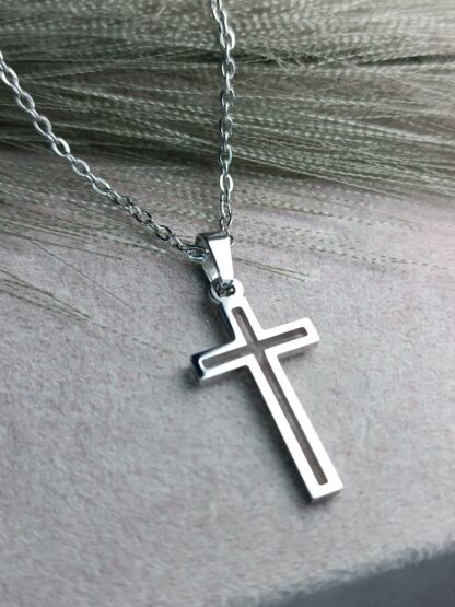 Silver-plated steel cross (CODE:77558)