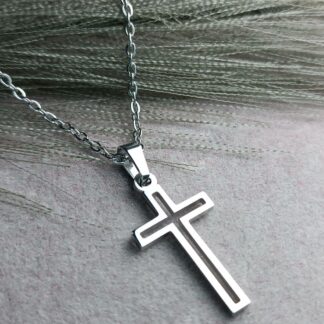 Silver-plated steel cross (CODE:77558)