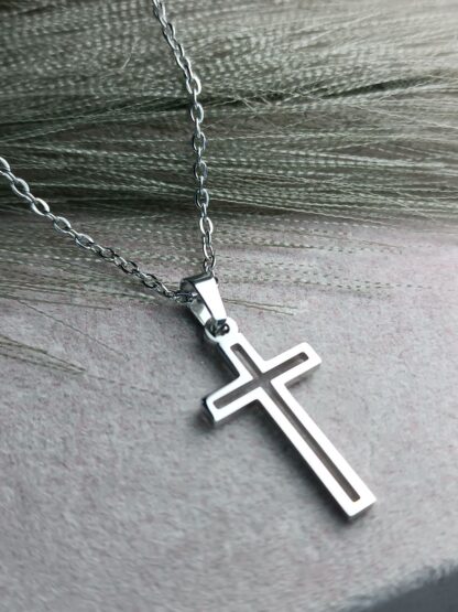 Silver-plated steel cross (CODE:77558)