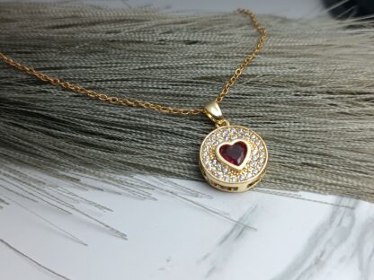 Steel heart necklace in yellow gold