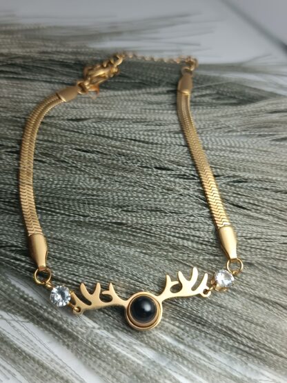 steel bracelet with reindeer antler