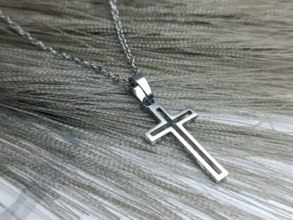 Ατσάλινος σταυρός με ατσάλινη  αλυσίδα (ΚΩΔ:77558)