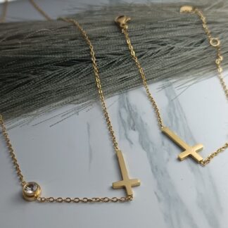 Steel cross necklace set (CODE: 474558)