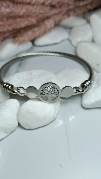 Steel bracelet with tree of life (CODE: 7881)