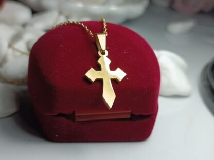GOLD-PLATED STEEL CROSS WITH EARRINGS (CODE:002557)