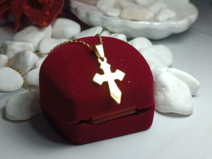GOLD-PLATED STEEL CROSS WITH EARRINGS (CODE:002557)