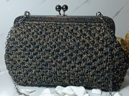 Vintage handmade knitted shoulder bag