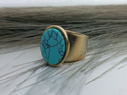 Ατσάλινο δαχτυλίδι με γαλάζια πετρά  (ΚΩΔ:0069)