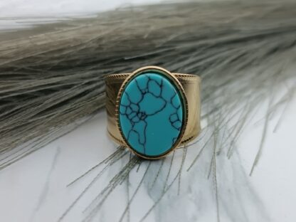 Ατσάλινο δαχτυλίδι με γαλάζια πετρά  (ΚΩΔ:0069)