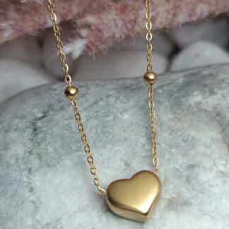 Steel heart necklace in gold color (Code: 75225)