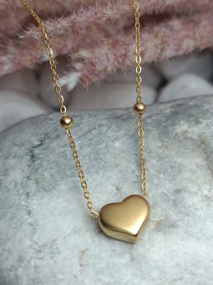 Steel heart necklace in gold color (Code: 75225)