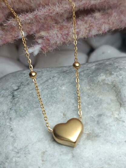 Steel heart necklace in gold color (Code: 75225)