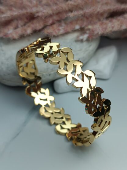 Stainless steel handcuff bracelet with mosaic finish (CODE:088)