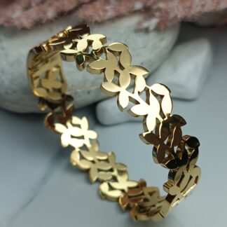 Gold tone steel handcuff bracelet (CODE:053)