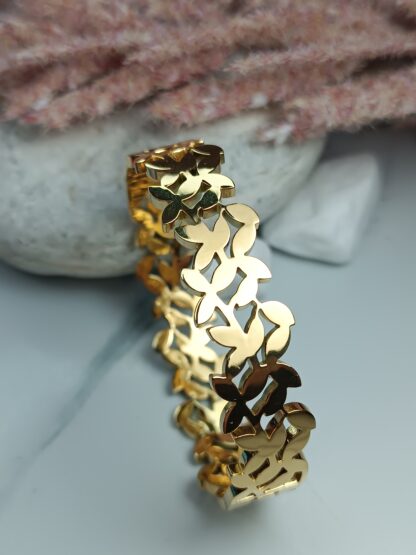 Stainless steel handcuff bracelet with mosaic finish (CODE:088)