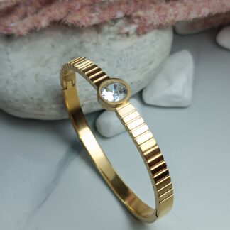 Gold tone steel handcuff bracelet (CODE:053)