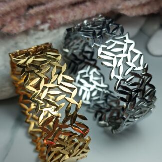 Stainless steel handcuff bracelet with mosaic finish (CODE:3339)