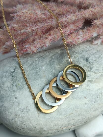 Steel necklace Gold Plated with Circle Elements (CODE:0077)