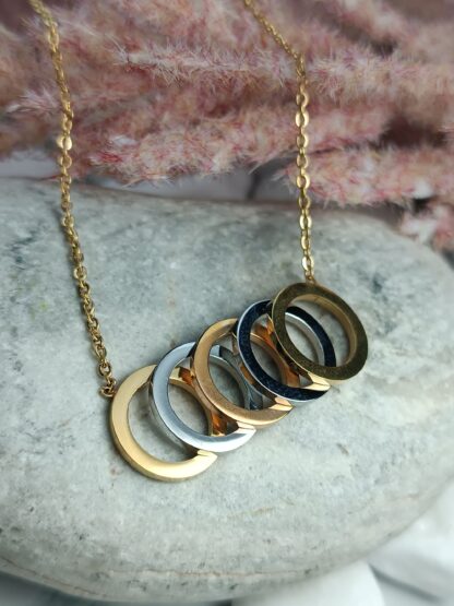 Steel necklace Gold Plated with Circle Elements (CODE:0077)