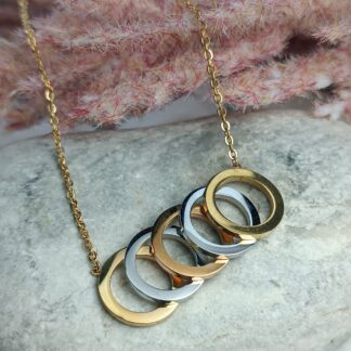 Steel necklace Gold Plated with Circle Elements (CODE:0077)