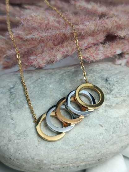 Steel necklace Gold Plated with Circle Elements (CODE:0077)