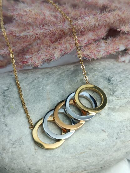 Steel necklace Gold Plated with Circle Elements (CODE:0077)