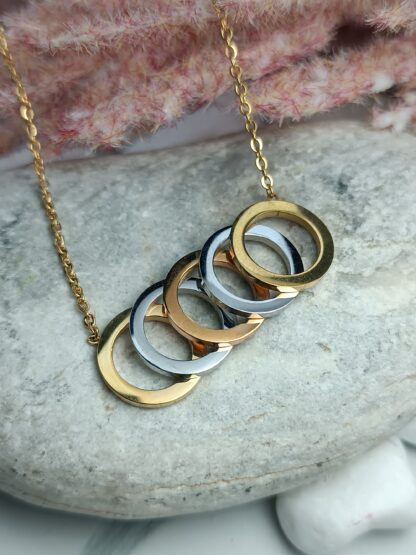 Steel necklace Gold Plated with Circle Elements (CODE:0077)