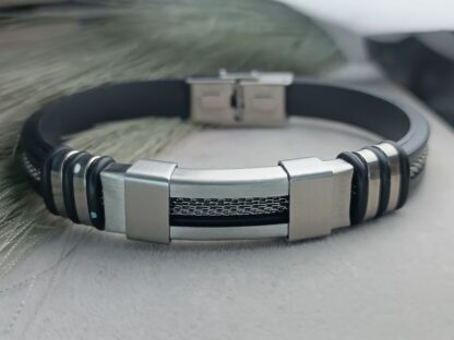 Men's Steel Bracelet with Rubber (CODE:048)