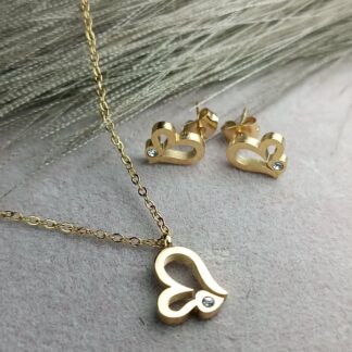 Steel heart necklace set (CODE:0063)