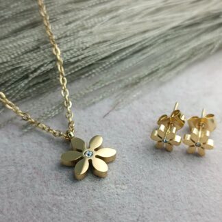 Flower necklace with earrings (CODE:0060)