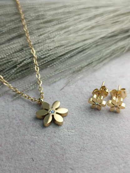 Flower necklace with earrings (CODE:0060)