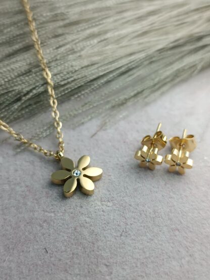 Flower necklace with earrings (CODE:0060)