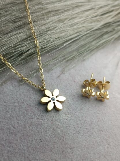 Flower necklace with earrings (CODE:0060)