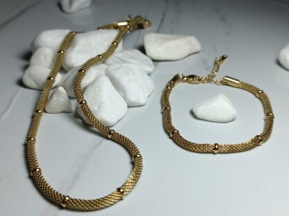 Steel chain necklace with bracelet