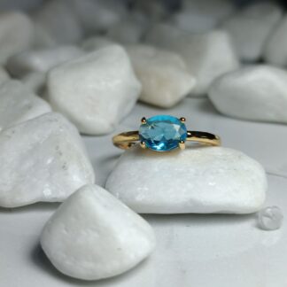 STEEL STONE WITH BLUE STONE, (CODE: 64622)