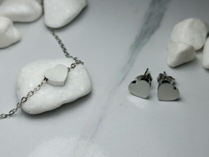 Steel heart necklace set (CODE:0062)