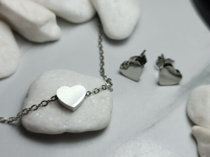 Steel heart necklace set (CODE:0062)