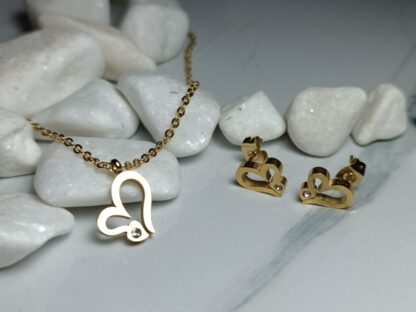 Steel heart necklace set (CODE: 0063)