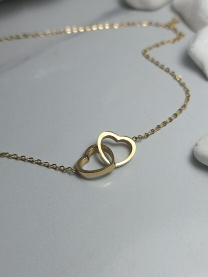 Steel necklace with two hearts