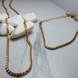 Steel chain necklace with bracelet