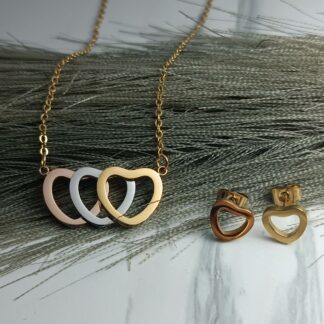 Steel heart necklace set (CODE: 0076)