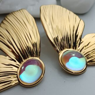 Steel earrings in gold color (CODE: 7846)