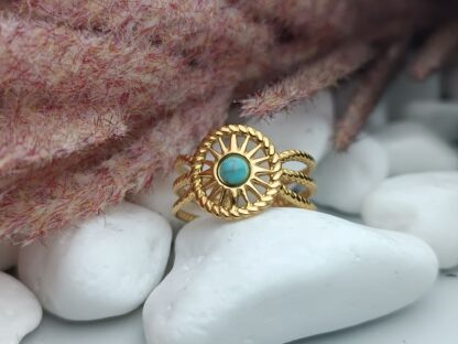 Ατσάλινο δαχτυλίδι με γαλάζια πετρά(ΚΩΔ:152145)
