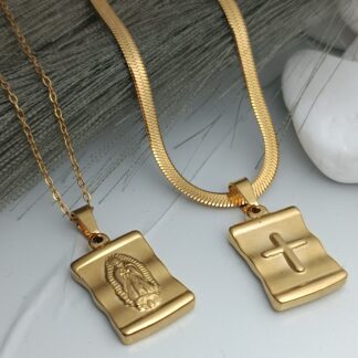 Double-sided Constantinato pendant in Yellow Gold made of steel (CODE: 00337)